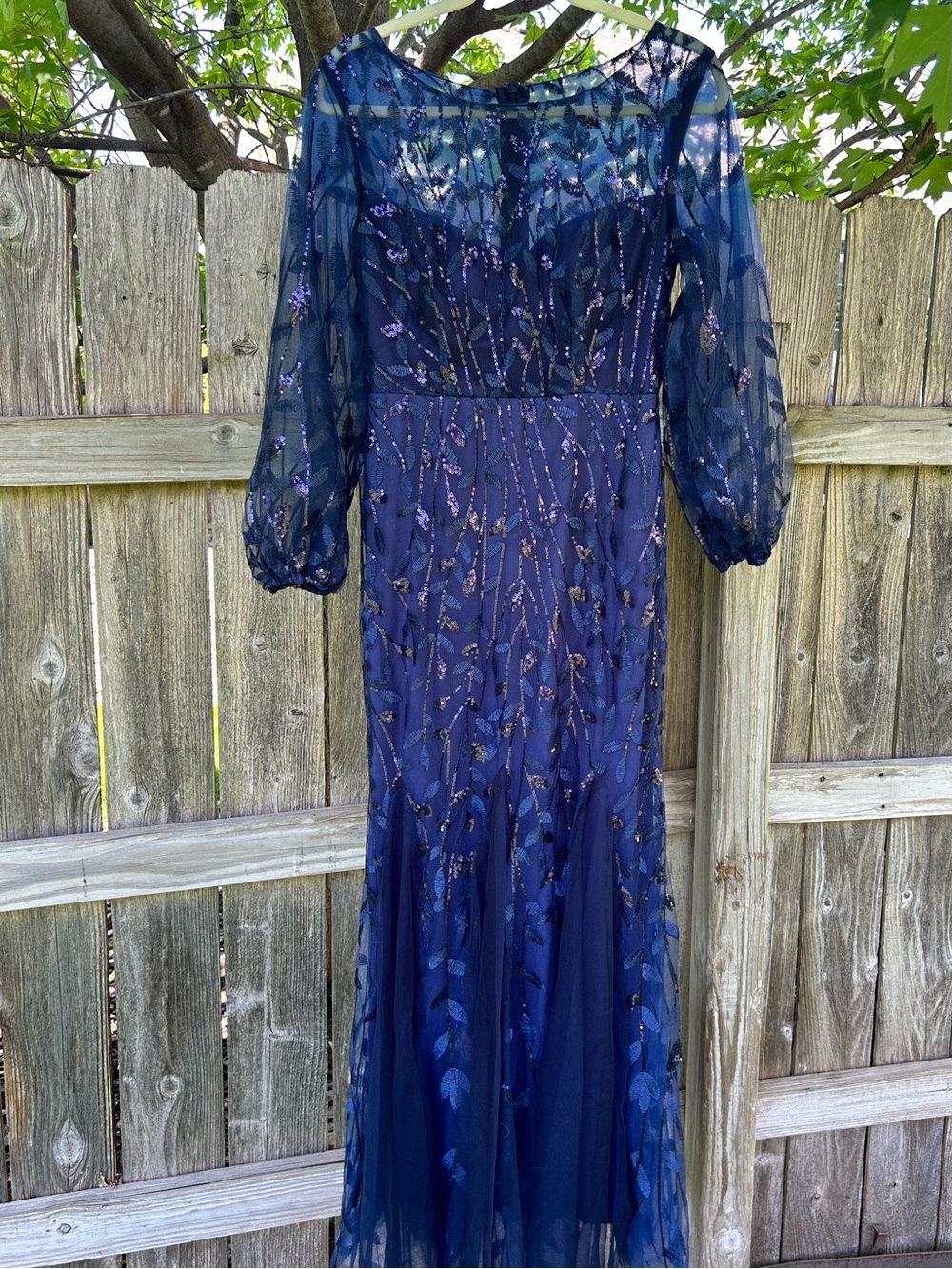 Formal Fitted Sequin Gown Women’s S/M Navy Maxi Mermaid NWT